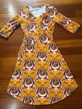Blue Platypus Well-Protected Lass Fox Egg Chair Midi Dress Retro Whimsigoth XS